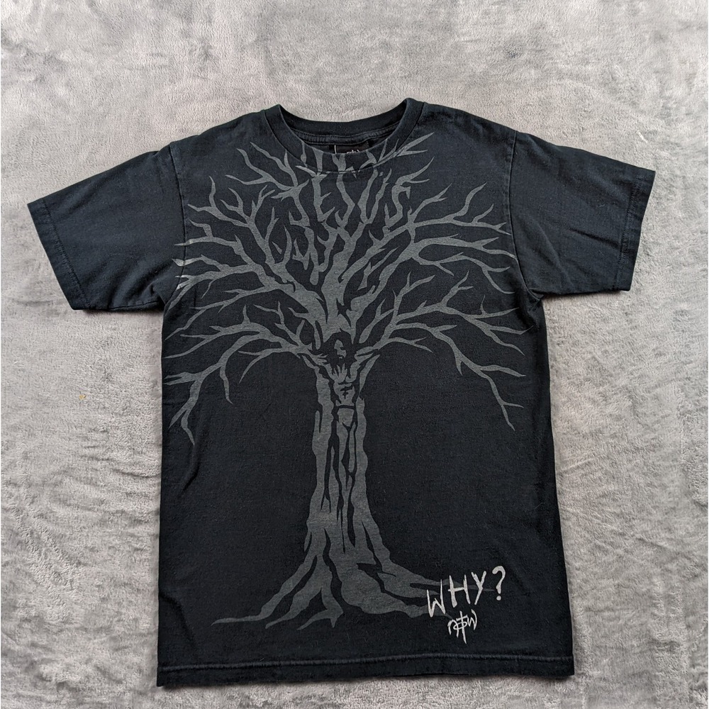 VTG Not Of This World Shirt Mens Small Black Faded Jesus Tee Short Sleeve Y2K